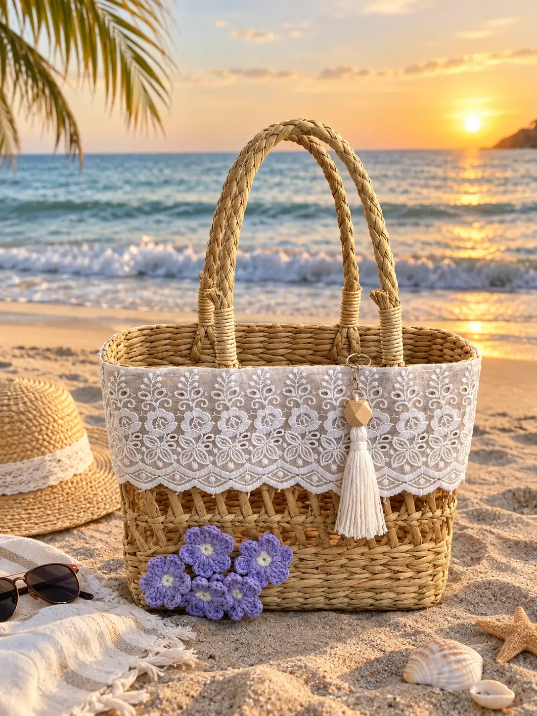 Handwoven Water Hyacinth Tote Bag