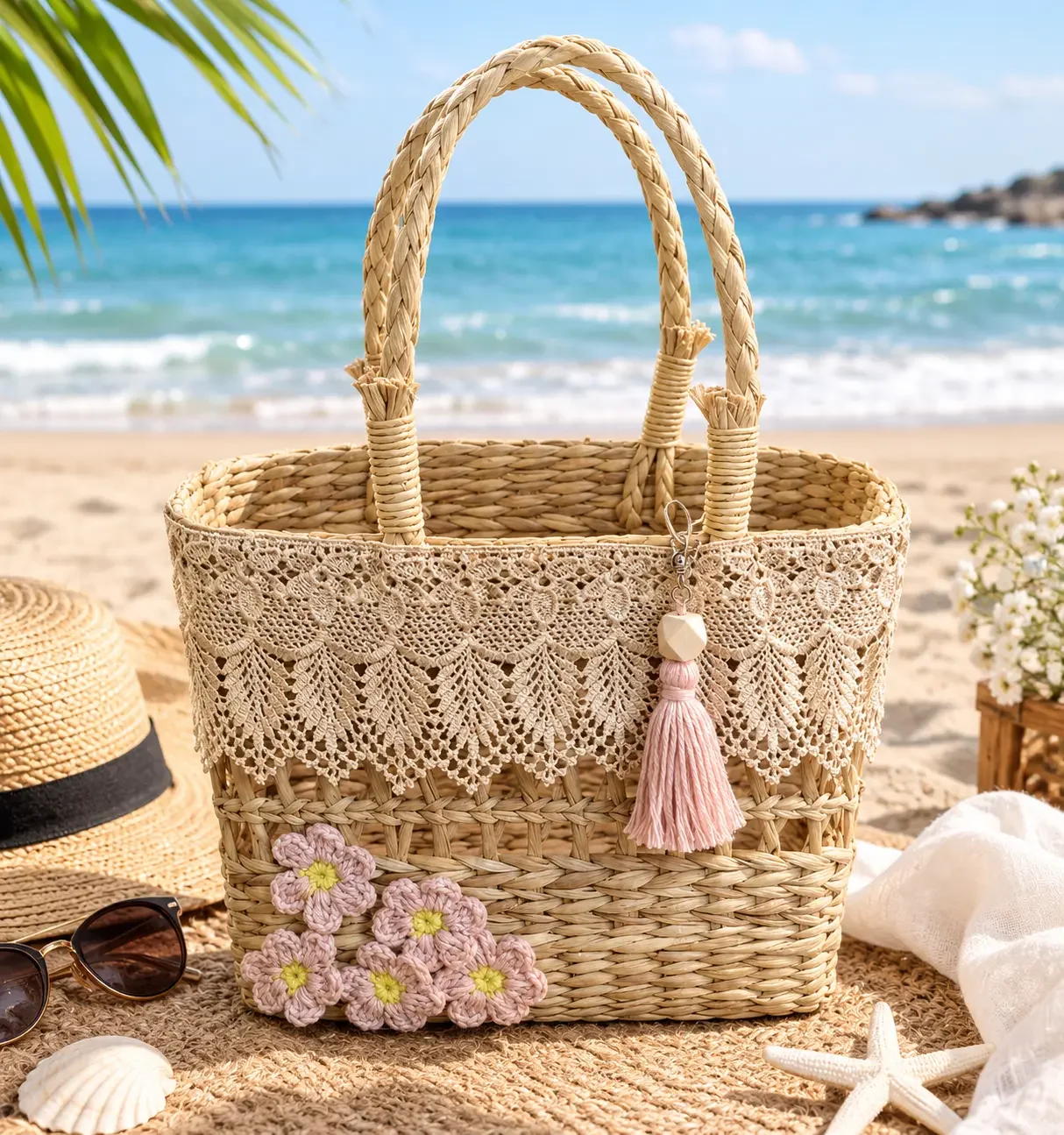 Handwoven Water Hyacinth Tote Bag - Image 2