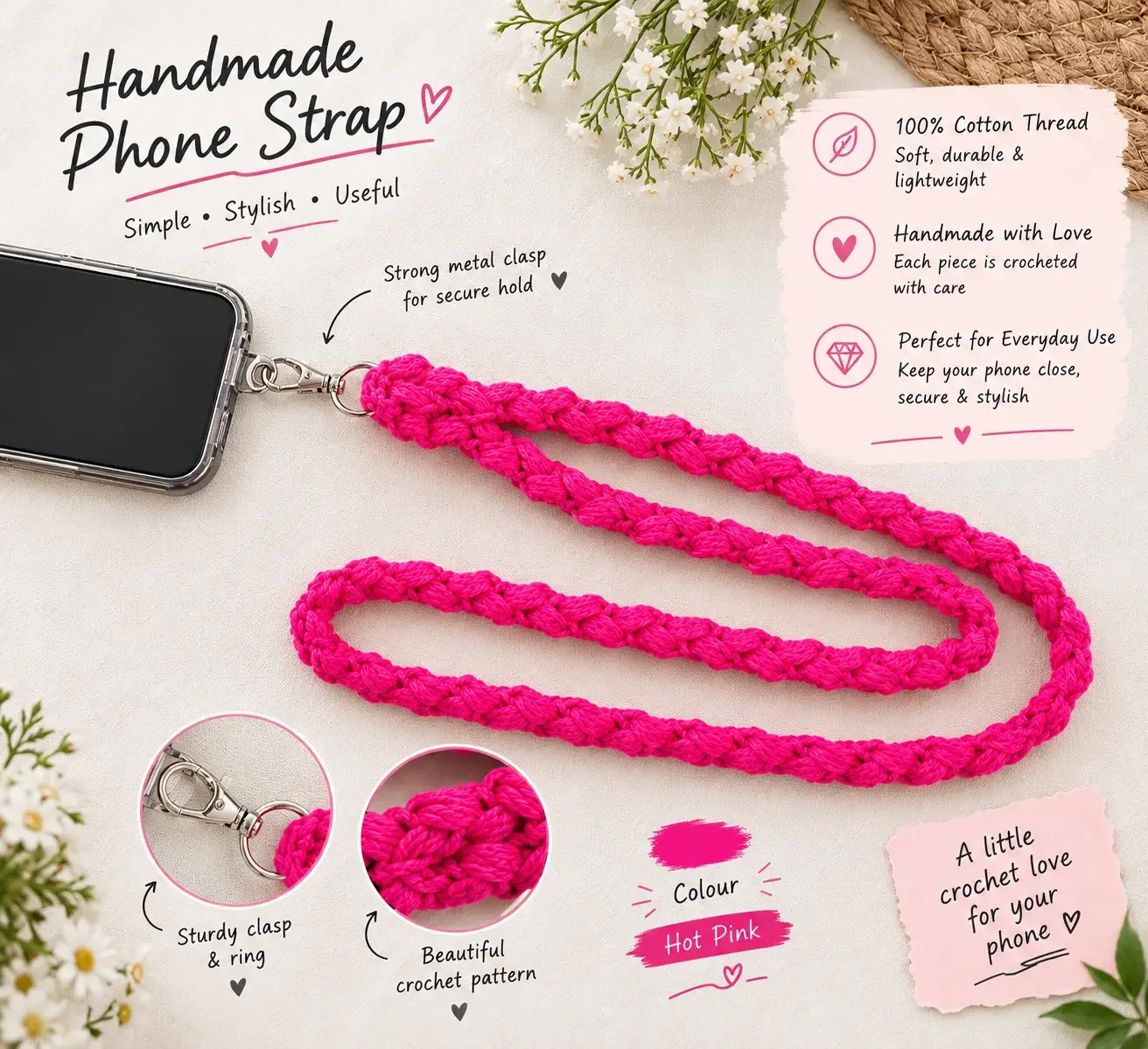 Handmade Crochet Phone Strap 