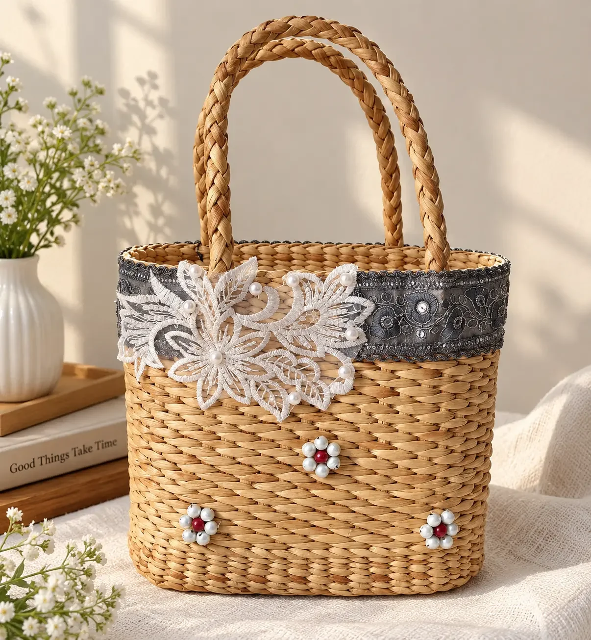 Boho Chic / Rustic Handmade Woven Basket